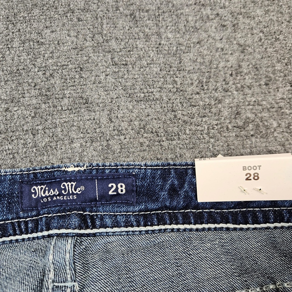 Miss Me Mid-Rise Bootcut Jeans 28x32 Dark Wash Embellished M3444B87MV NEW - Picture 4 of 11